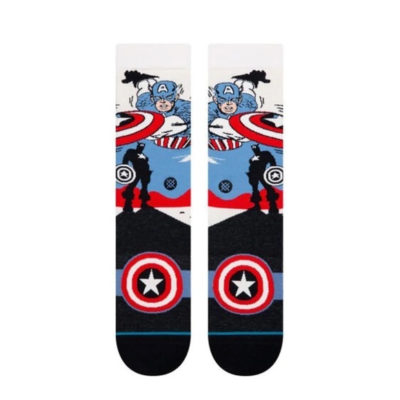 🍄🟫HOST PICK🍄🟫Stance Marvel Captain America Marquee Crew Socks, Medium, NWT - Picture 2 of 5